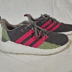 Adidas Women's Cloudfoam Sneakers - Gray, Pink, and Neon Green